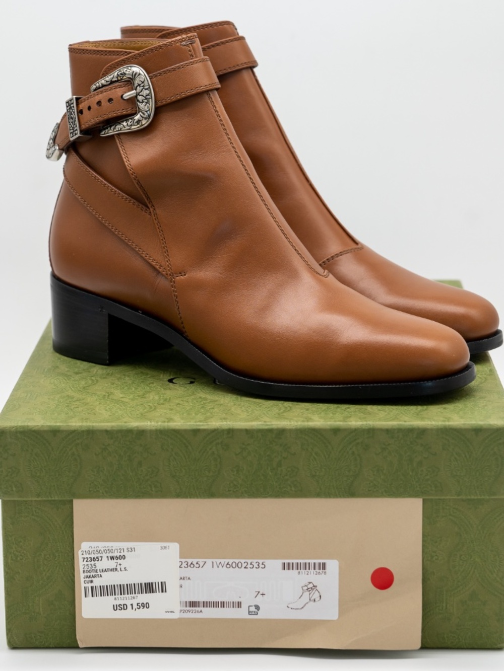size 7.5G 8 US Gucci Buckle Ankle Boot Brown Leather - Picture 10 of 11